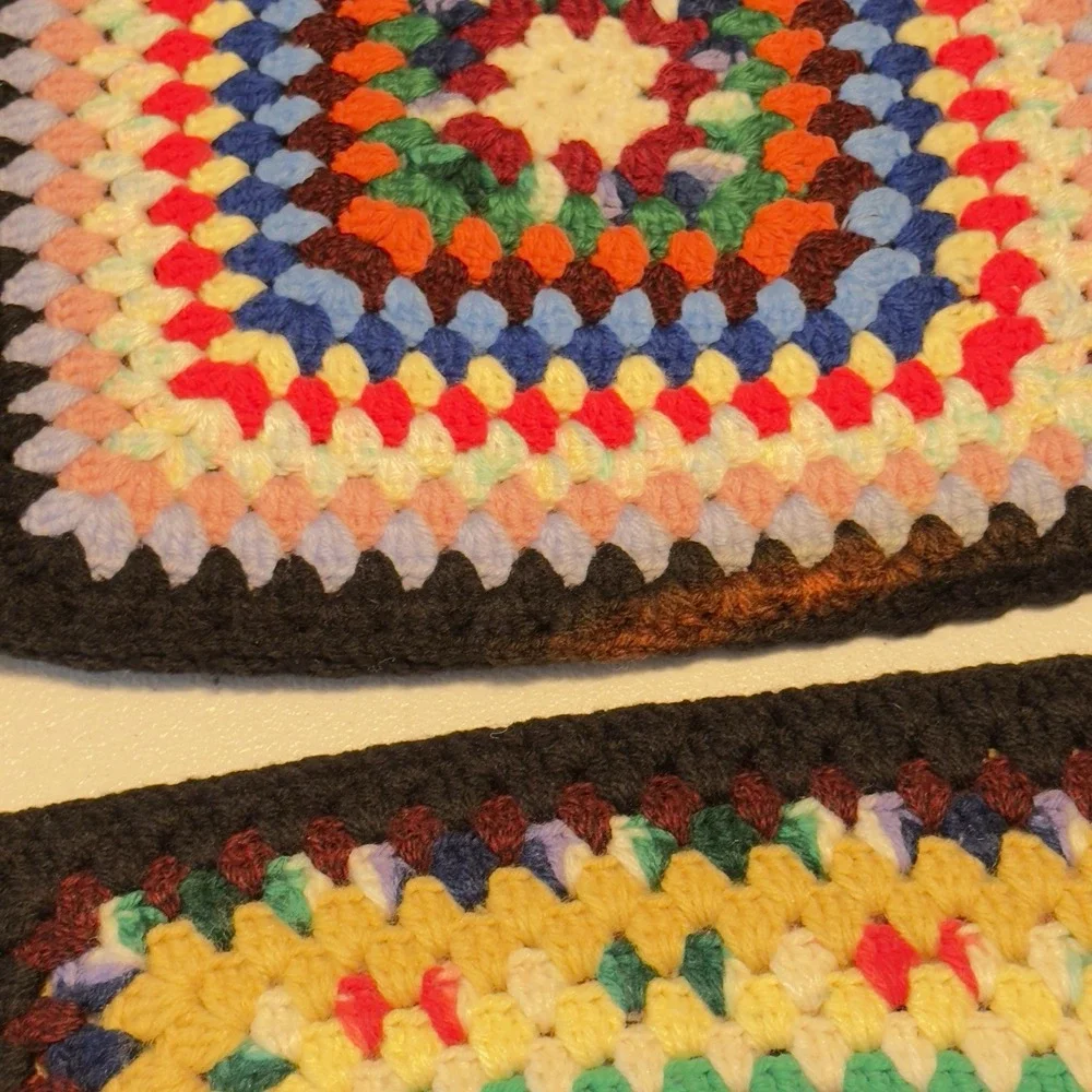 Set 3 Vtg‎ Large Handmade Crochet Hot Pad Trivet Multicolor Thick Double Layers
